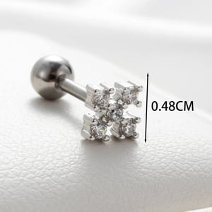 1 Piece Simple Series Classic Square Titanium Steel Silver Color Zircon Women's Stud Earrings h5 